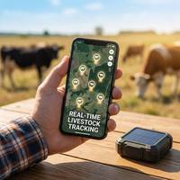 Rastreador GPS Solar 2026 con Resistencia al Agua IP67, Modo Dual para Ganado, Ovejas y Caballos - Dispositivo Inteligente de Plástico