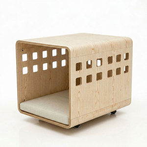 All-Season Modern Design Fashion Cute Custom Wooden cat <strong>House</strong> <strong>Dog</strong> Bed EcoFriendly Colorless Odorless Durable Mobile Wheels Added - Product Image 1