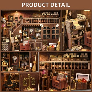 ชุดประกอบบ้านจิ๋ว 3 มิติ แบบไม้ พร้อมกรอบรูป DIY ลาย Attic Secret  พร้อมไฟ LED สำหรับตกแต่งบ้าน - Product Image 3