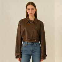 Veste en similicuir PU courte personnalisée pour femmes, style moto