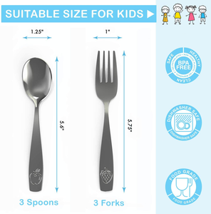 Ensemble de <span class=keywords><strong>couverts</strong></span> pour enfants en acier inoxydable résistant à la rouille, <span class=keywords><strong>6</strong></span> pièces, <span class=keywords><strong>couverts</strong></span> de camping sûrs pour les tout-petits - Product Image 2