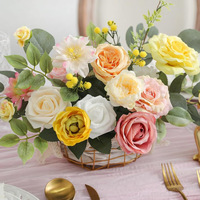 Kombinasi Bunga Buatan Mawar Dusty Pink Dekorasi Pernikahan Bridal Shower Bunga Palsu untuk Dekorasi Meja Pesta Dekorasi Rumah