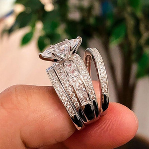 Set di anelli geometrici Marquise da donna, gioielli di lusso con zirconi, regalo per matrimonio e fidanzamento - Product Image 3