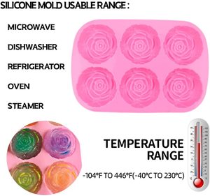 Cetakan Sabun Silikon untuk Buatan Tangan Kue Sabun Jelly Puding Coklat 6 Rongga Berbeda Bentuk Bunga Desain Set 2 - Product Image 5