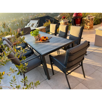 Mobilier de terrasse moderne Ensemble de table longue en aluminium Mobilier de jardin Table à manger pour restaurant Tables et chaises d'extérieur