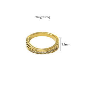 Japanese Korean Style Cross Stud Diamond <b>Titanium</b> Steel <b>Ring</b> Women 316 Stainless Steel Jewelry Gift Geometric Design - Product Image 4