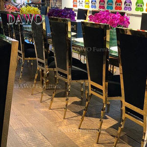 Bạc Chân Thép Không Gỉ Thiết Kế Đám Cưới Đen Nhung Cao Trở Lại Ghế - Product Image 3