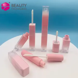 6ml Square Shape Pink Gradient Lip Gloss Container Double Ended Lipstick Tube 2 in 1 empty Bottle