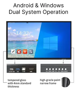 School Classroom Teaching 65 75 86 100 110 Inch Touchscreen Smart Board LCD Interactive Flat Panel Display