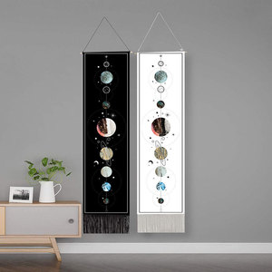 Bohemia Quaste Phase Tapisserie Blue Moon Wandbehang Dekor Psyche delische schwarze Milchstraße Kunst Tapisserie für Home Schlafzimmer Wohnzimmer - Product Image 1