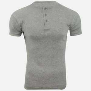 Chemises homme slim fit de qualité, en coton, tissu côtelé 1x1, t-shirt Henley - Product Image 6
