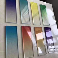 Cloison de douche en verre artistique courbé, ultra-blanc, coloré, dégradé, laminé, trempé, couleur thé, longue arc-en-ciel