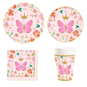 Juego de Vajilla Desechable para Fiesta de Mariposas DAMAI, Juego de Platos de Papel Desechables para Cena, Picnic, Platos y Vasos para Exteriores, Kits de Suministros para Fiestas - Product Image 3