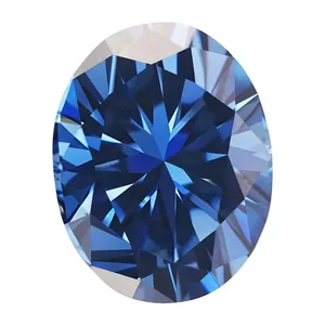 Anello Blue Sapphire Lab Grown Moissan ite Diamant Oval Form D Farbe Moissan ite für die Schmuck herstellung