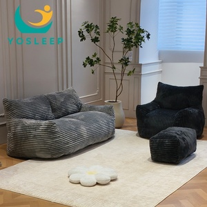 Sofa kacang kompresi desain Modern untuk ruang tamu Sofa kain Tempat duduk 3 tempat duduk busa berkepadatan tinggi nyaman - Product Image 5