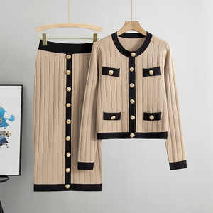 Due abiti Casual abito alla moda Cardigan con due pezzi da donna Y2k modesto Top corto lavorato a maglia 2 pezzi - Product Image 2