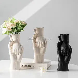 Individuelle neue handgemachte Tischplatte mattiert Hand in Hand Keramik Blume Vase Zuhause Wohnzimmer Dekoration Interieur Büro-Schreibtisch