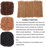 Prix Usine de Gros, Cheveux Afro Kinky Bouclés à Teindre en Vrac de 8 Pouces, Cheveux à Torsader, Tresses au Crochet avec Extensions de Dreadlocks Humaines