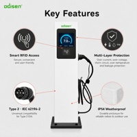 Chargeur EV AC Type 2 7kW sur pied, à une seule prise, OCPP 1.6J, lecteur Ethernet RFID, IP54, pour entreprises et parkings de campus