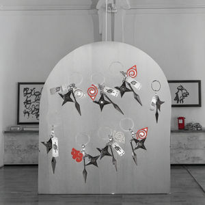 Nouveau R-Sale Porte-clés en alliage métallique trois pièces, style dessin animé Anime Rebel <span class=keywords><strong>Ninja</strong></span>, avec motif <span class=keywords><strong>Shuriken</strong></span> et protection frontale, impression numérique - Product Image 3