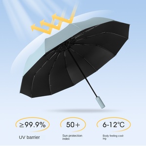 Paraguas Plegables Portátiles Clásicos, Totalmente Automáticos, Resistentes al Viento, de 3 Pliegues, <span class=keywords><strong>para</strong></span> Viaje, con Logotipo y Color Personalizados, Venta al Por Mayor de Fábrica - Product Image 2
