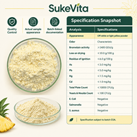 Poudre d'enzyme de bromélaïne naturelle 1200 GDU, extrait de tige d'ananas, poudre protéolytique standardisée en vrac pour complément alimentaire