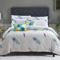Parure de lit de luxe en coton égyptien avec drap-housse imprimé et taie d'oreiller, style haut de gamme pour hôtel