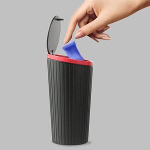 Cubo de basura para coche con apertura de un clic, tapa de PVC y plástico, soporte para vasos en el reposabrazos, caja de almacenamiento impermeable, tubo de almacenamiento en forma de copa - Product Image 4