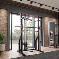 Máquina de ejercicio pull-up de pórtico de medio marco para gimnasio en casa, estante de sentadillas, entrenador integrado multifuncional, máquina Smith para piernas de pecho
