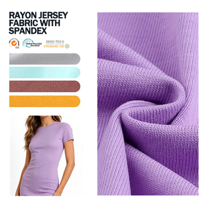 Tela de punto de rayón de hibisco 100% lisa, suave, de color sólido, personalizada al por mayor para vestidos - Product Image 1