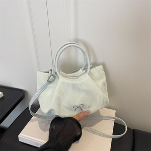 Bolso de mano con lazo de metal para mujer, bolso de moda con asa circular, bolso de hombro con correa extraíble para mujer - Product Image 4