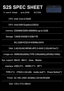 Procesador N100 WiFi6 2,4G 5G Dual LAN Ethernet 4K Pantalla triple de 2. 3 N305 Mini Ordenador de oficina de negocios Nuc Mini Pc Wins 11 - Product Image 4