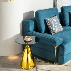 Round Coffee <b>Table</b> with Metal Top and <b>Gold</b> Metal Pedestal Modern Durable OE HOME Furniture for Living Room Bedroom Balcony - Product Image 2