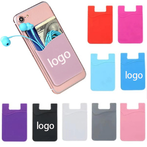 Custom Logo Fashion Colorful Silicone Rubber Adhesive Sticker Back Cover Card Holder Case Pouch For Cell Phone Card Holder - Product Image 1
