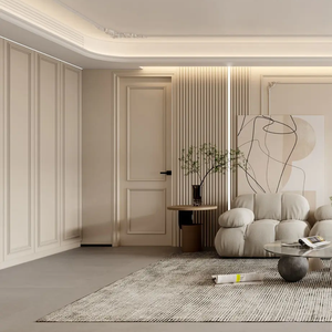 Espaces d'intérieur luxueux et décoration Fabricant-Spec Matériaux Porte en bois Panneau fixe pour le salon - Product Image 2
