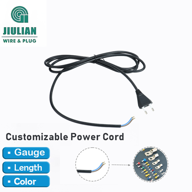 Wholesale Brazil Plug Cable H03VV-F 0.5sqmm 1.5m, 2-Wire, INMETRO Approved, Factory Fitted with Crimp Terminals