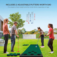 Jeu de putting green d'extérieur avec mini-tapis de golf, 2 putters et 6 balles, double jeu de golf