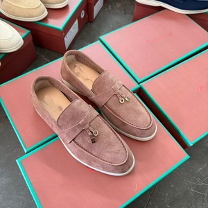 Chaussures de marche et de conduite pour hommes, unisexes, en cuir véritable, mocassins en daim de mouton, plates, décontractées, à enfiler, semelle extérieure en caoutchouc, grandes tailles - Product Image 6