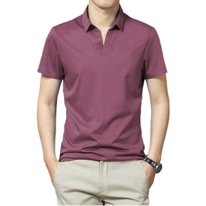เสื้อเชิ้ตแขนสั้นผู้ชายสำหรับฤดูร้อน สีพื้น คอปกถัก ผ้าฝ้าย 220 กรัม ติดกระดุม แห้งเร็ว สไตล์ทางการ แบบพื้นฐาน - Product Image 1