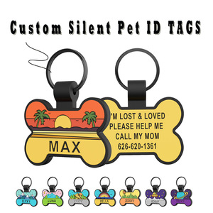 Etiquettes personnalisées pour animaux de compagnie, lettres colorées, rondes, silencieuses, en silicone, anti-perte, étanches, forme d'os, pour chiens - Product Image 2