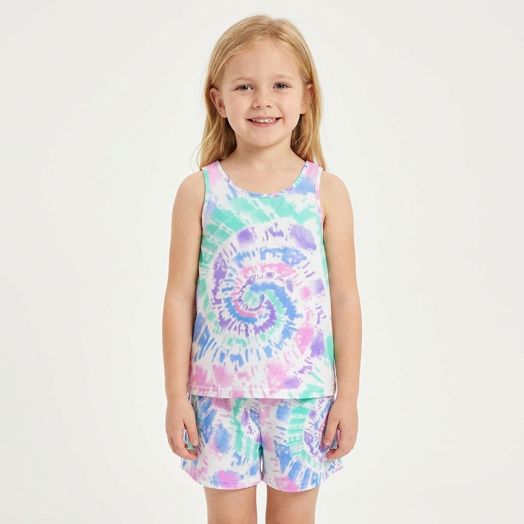 Tie Dye Violet & Green (Tank Top & Shorts)