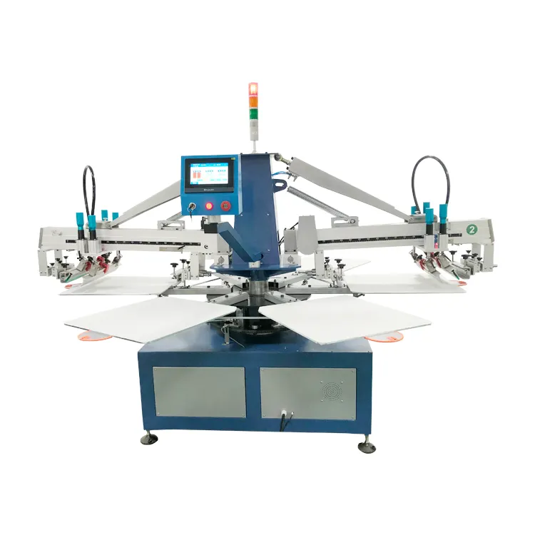 Máquina de impressora automática ruida, equipamento de impressora de tela de 2 cores, 8 estação de carrosel, máquina automática de impressão de tela de seda