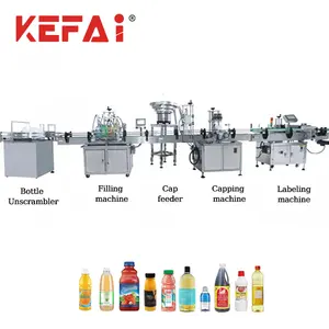 KEFAI Automatic Glass Plastic Bottle Fruit Juice Liquid Filling Capping Labling Machine Juice Bottling Filling Line