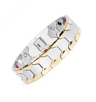 Pulsera de Energía Cuántica Terahertz, Joyería Biomagnética Chapada en Oro de 4000 Gauss, Acero Inoxidable 316L, Venta al Por Mayor