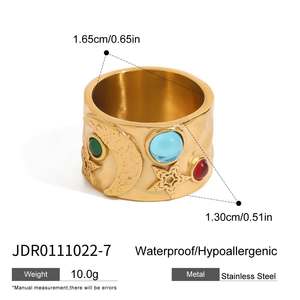 แหวนฝังหินหลากสีอินเทรนด์แหวนกันน้ำสไตล์อินโรแมนติกเครื่องประดับของขวัญสำหรับผู้หญิง - Product Image 6