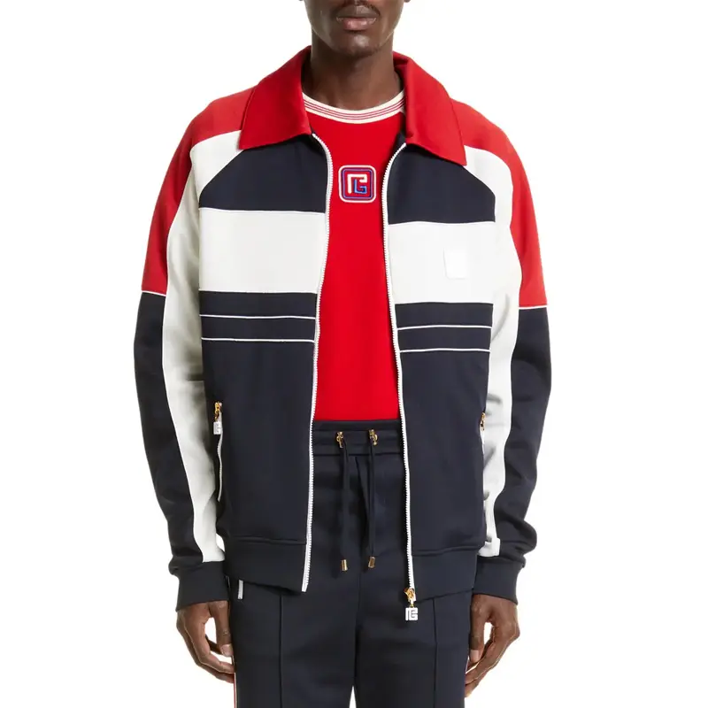 Classic Jacket In A Bold Color Scheme With A Stylish Yet Retro Menswear Jacket With A Logo Zipper