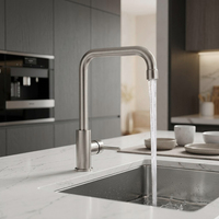 Robinet de cuisine monocommande en acier inoxydable 304, finition brossée, pour évier utilitaire, mitigeur moderne pour salle de bain