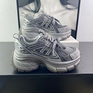 Zapatillas Chunky Dad para Mujer, Gris Plateado Morado, Parte Superior de Malla, Tacón Alto de 6-8cm, Estilo Deportivo Casual, Zapatillas Bajas de Moda - Product Image 2