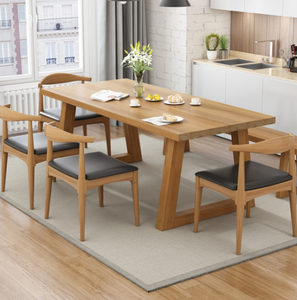 자연적인 목제 색깔 가구 4 seaters를 위한 현대 단단한 나무 식탁 세트 서쪽 느릅 나무 - Product Image 3