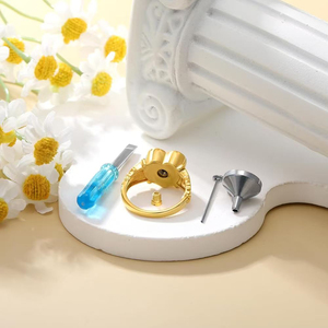 Cincin zirkon personalisasi untuk abu liontin bunga matahari cincin guci kenang-kenangan perhiasan kremasi cincin - Product Image 3